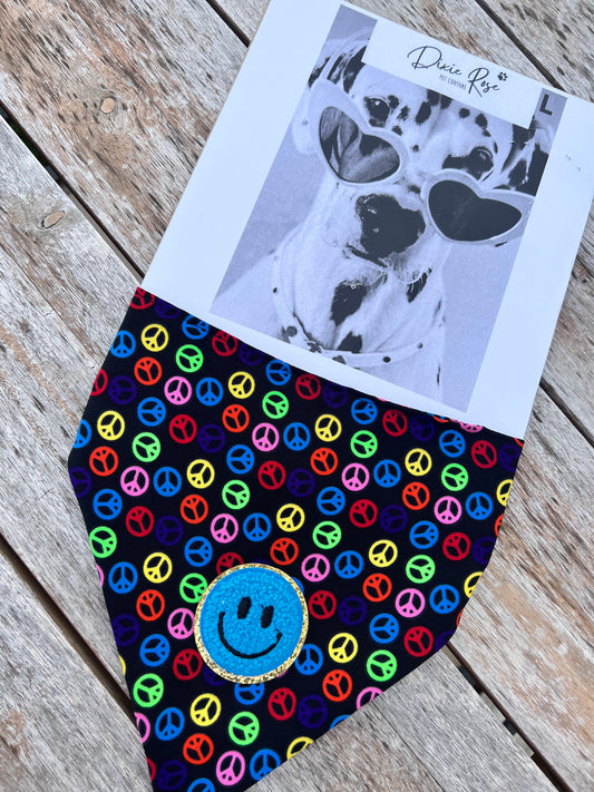 BLUE SMILEY PEACE SIGN BIB