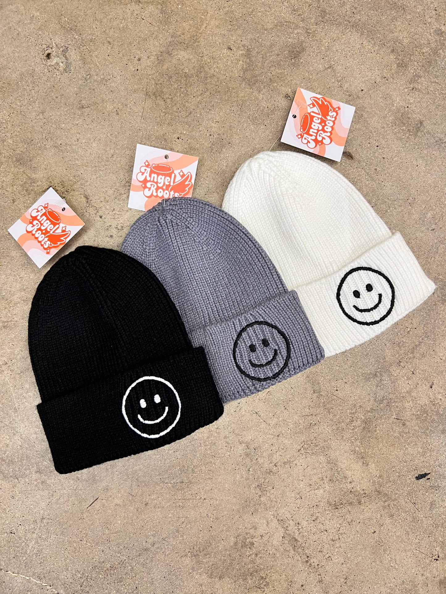 Gray Smiley Beanie